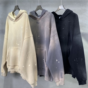 Sweat à capuche vintage hip-hop personnalisé pour homme, effet délavé, brodé, vente en gros, haute qualité, logo personnalisé - Product Image 5