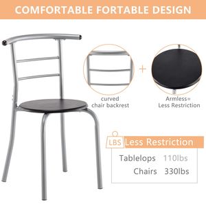 Set Moderno di Tavolo da Colazione e Due Sedie in PVC Nero, Mobili per Sala da Pranzo in Legno per Uso Domestico, per Soggiorno o Sala da Pranzo - Product Image 4