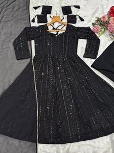 ชุดเดรสยาวแบบ Anarkali สำหรับผู้หญิง ดีไซน์เนอร์ แบรนด์ดัง ทรงปกติ แห้งเร็ว พร้อมผ้าคลุมไหล่ สำหรับใส่ในวันอีดและงานปาร์ตี้ ใช้ได้ทุกฤดู - Product Image 5