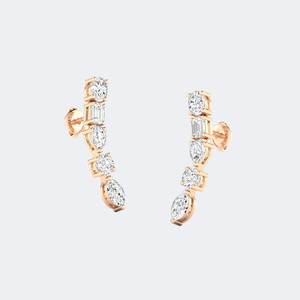 Pendientes lineales curvos con engaste de puntas y formas mixtas de 1.40 CTW - Product Image 3