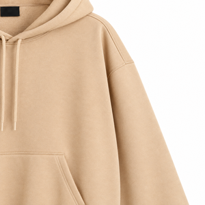 Sweat-shirt à capuche beige pour homme, couleur unie, polaire, décontracté, avec poche kangourou, manches longues, coupe oversize, pour l'automne 2027 - Product Image 5