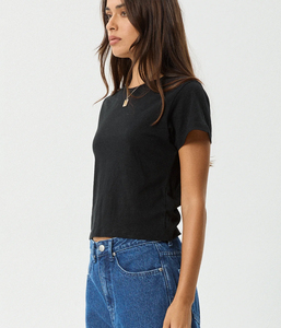 Camiseta Corta de Mujer, Cuello Redondo, Manga Corta, Ajustada, de Algodón Jersey, Informal, para Primavera y Verano, Uso Diario - Product Image 3