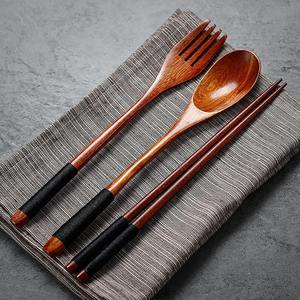 Juego completo de cubiertos de madera, perfecto para restaurantes chinos, cafeterías, hoteles, uso profesional en la gastronomía y servicio ecológico. - Product Image 4
