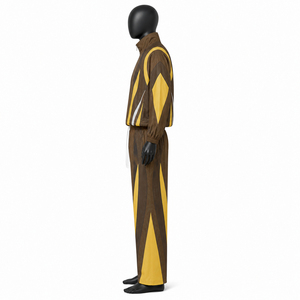 Ensemble de survêtement numérique marron jaune uni pour homme avec sweat à capuche zippé et pantalon à taille élastique, vêtements de sport imperméables et coupe-vent en nylon unisexe - Product Image 4
