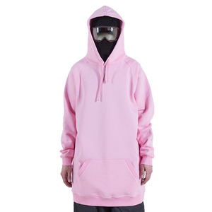 Sweat-shirt rose uni personnalisé surdimensionné à capuche longue en molleton de coton épais pour homme – Collection Hiver Streetwear - Product Image 2