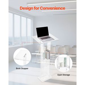 Scrivania Portatile in Acrilico da 50 Pollici con Ampia Superficie di Lettura e Ripiano Portaoggetti - Product Image 3