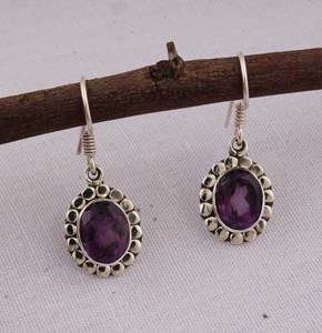 Pendientes Colgantes de Plata de Ley 925 con Amatista Natural, Hechos a Mano, Estilo Boho, Proveedor y Fabricante de Joyería - Product Image 2