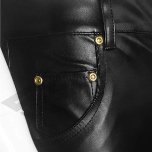 Pantalones de Motociclista SALVA LEATHER para Hombre, de Cuero Negro, Corte Recto, Impermeables, Ligeros, Cintura Media, Cierre de Cremallera, Bolsillos, para Invierno - Product Image 5