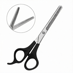 Ciseaux à effiler double face 7,5 pouces, manche noir, acier inoxydable, qualité supérieure, pour texturisation des cheveux - Product Image 1