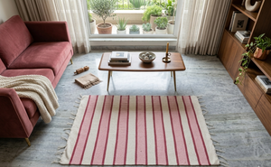Cotton Handloom Stripe Rug / <b>Runner</b> washable & reversable - Product Image 3