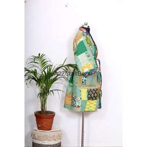 Vestido Midi Himanshi de Algodón Hecho a Mano en India, Estampado Floral, Tela Natural Cómoda, Informal, de Uso Diario, Manga Larga, Transpirable para Mujer - Product Image 5