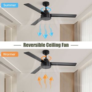 3 ABS Blade 52 \ "luce ventilatore da soffitto fattoria 6 velocità reversibile motore a corrente continua telecomando telecomando a 6 velocità nero per vivere - Product Image 3