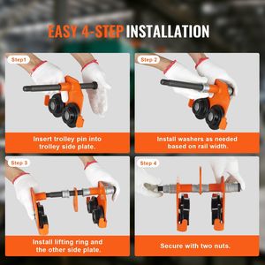Carro manual de aleación de acero de alta resistencia, capacidad de carga de 1100 libras/0,5 toneladas, 8 \ ", ruedas dobles, elevador de construcción de viga en I ajustable - Product Image 5