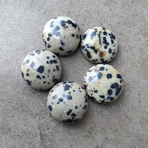 Jaspe Dalmatien Naturel, Cabochon Rond à Dos Plat, Pierre Précieuse Calibrée en Vrac, Toutes Tailles Disponibles - Product Image 1