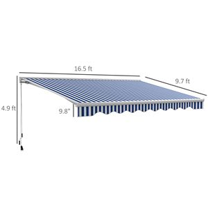 16.5FT X 10FT Electric Retractable <b>Awning</b> with LED Lights and Remote Controller Blue/White for Door & <b>Window</b> - Product Image 3