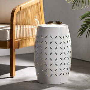 White Iron Drum Handmade Durable <b>Side</b> <b>Table</b> Set of 2 Bedside End <b>Tables</b> Modern <b>Small</b> Accent <b>Table</b> for Apartment Home Furniture - Product Image 5
