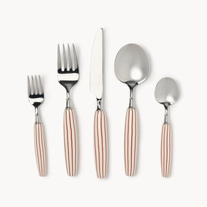 Juego de Cubiertos de Metal Martillado, Cuchillo, Tenedor y Cuchara de Acero Inoxidable, Diseño Minimalista, Resistente al Óxido, Mango de Cerámica Pulido a Mano - Product Image 1