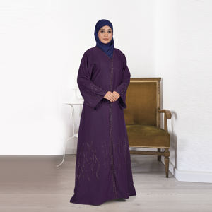 Abaya Islámica Modesta Nida para Eid, Corte Holgado con Detalle de Ondas de Cristal en las Mangas, Corte Recto Elegante, Largo hasta el Suelo, Ropa para Mujer - Product Image 3