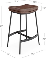 Moderner rücken freier Barhocker Braun/Mattschwarz Gepolsterter Küchen-Theken hocker Doppels chich tiger Sattels itz