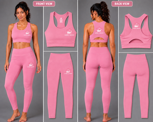 Ensemble de yoga rose 2 pièces : Crop top et leggings taille haute pleine longueur, couleur unie, respirant, en Spandex et Polyester, dos nageur sans manches - Product Image 5