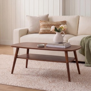 Modern <b>Round</b> Wood Coffee <b>Table</b> Midcentury Design Living Room Furniture Durable Natural Finish - Product Image 6