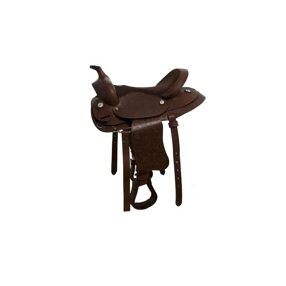 Hand Carved Western Saddle Leather Covered Fitting.