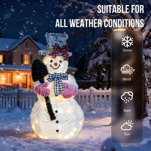 Decorazione Natalizia da Esterno Pre-Illuminata da 90 cm, Pupazzo di Neve con Vanga e 110 Luci LED Bianco Caldo, Statuetta e Giocattolo per le Feste - Product Image 6