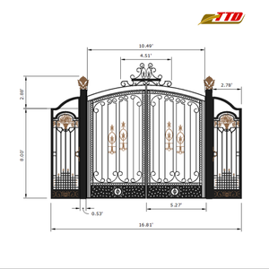 Portail Principal et Portail de Jardin en Fer Forgé Moderne, Portails en Acier Thermolaqué avec Finition Antirouille pour Utilisation Extérieure - Product Image 3