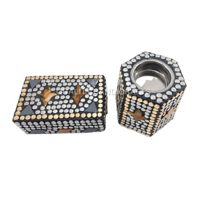 Meilleur design, brûleur de bakhoor arabe tout-en-un, bois, résine, laiton, incrustation métallique, parfum de rose, usage religieux, personnalisable, Moyen-Orient - Product Image 2