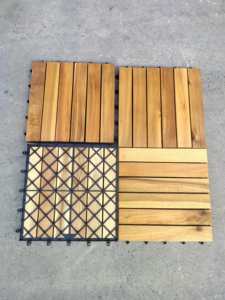 Acacia Wood Interlocking Deck Tiles 300 x 300mm Square Gold Teak Traditional Design Waterproof Indoor Outdoor Patio Decking - Product Image 5