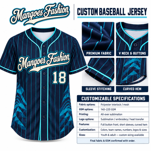 Maillot de baseball personnalisé de qualité supérieure imprimé par sublimation, 100 % polyester respirant à séchage rapide, chemise de softball en gros, col en V, manches courtes - Product Image 6