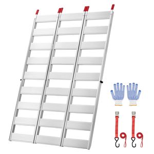 Rampes de chargement pour camion en aluminium pliables en trois parties, 76x50 pouces, capacité de 1500 lb, rampes de chargement pour VTT avec sangles et doigts en caoutchouc antidérapants - Product Image 1