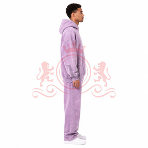 Ensemble de pantalon et sweat à capuche effet délavé premium, tissu en coton doux et respirant, vêtements assortis pour un style de vie actif au quotidien - Product Image 4