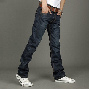 Custom Logo Men's High Quality Mid Waist Regular Plus Size Jeans High Street Button Fly Distressed Colored Wash - Product Image 6