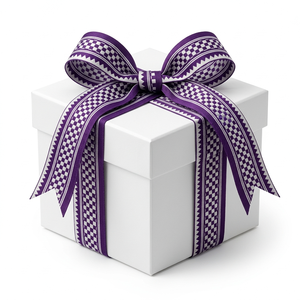 Cinta Jacquard Tejida de 31 mm en Plata y Morado Oscuro de Neelkamal Industries, Adorno Elegante y Festivo para Bordes de Prendas, Decoración y Manualidades - Product Image 1