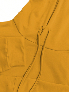 Ensemble de survêtement à capuche couleur moutarde pour femmes grandes tailles, manches longues, couleur unie, sweat-shirt décontracté, pantalon avec poches latérales, vêtements d'automne - Product Image 4