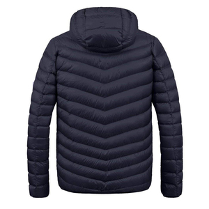 Chaqueta Acolchada con Capucha Color Azul Marino Sólido al por Mayor 2025, Chaqueta Acolchada para Hombre con Logotipo Personalizado, Tejido Transpirable, Tallas Grandes - Product Image 5