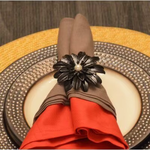 Flower Shape Metal Napkin <b>Ring</b> Glam Party Table Decoration - Product Image 3