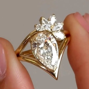 Pear Moissanite Bridal Set 14k Solid Gold Anniversary Ring <b>unique</b> Wedding Ring Promise Ring <b>Gift</b> <b>for</b> <b>Her</b> Anniversary <b>gift</b> Ring. - Product Image 6