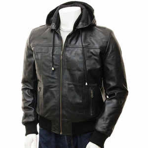 Black <b>Winter</b> <b>Leather</b> <b>Jacket</b> for Men Stylish Breathable High Street Style with Customized Logo Private Label Canvas Fabric - Product Image 2