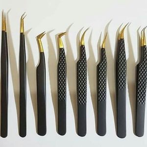 Pinzas de precisión para pestañas, punta curva de acero inoxidable, superficie lisa para extensión de pestañas - Product Image 3