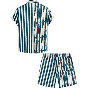 ชุดเสื้อผ้าผู้ชายลายพิมพ์สำหรับฤดูร้อน เสื้อยืดคอกลมและกางเกงขาสั้น ชุดวอร์มผู้ชายสองชิ้น - Product Image 2