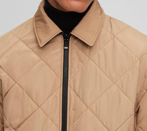 Spring and Autumn New Collection Windproof Zipper Turtleneck <b>Collar</b> Loose Fit Soft Shell Puffer <b>Jacket</b> Men's - Product Image 3
