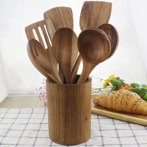 Ensemble d'ustensiles de cuisine en bois : Cuillère de cuisson, Spatule, Cuillère ajourée, Louche, Outils de service - Product Image 4
