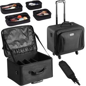 Grande Organizzatore Professionale per Trucchi a 3 Livelli con Maniglia per il Trasporto, Valigia con Ruote e Cerniera, Tracolla per Trucco Professionale - Product Image 1