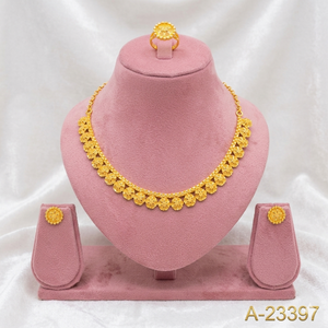 Traditional Indian Ethnic <b>Choker</b> Necklace and Earring Set with Zircon Bridal & Wedding Jewelry Gold Plated - Product Image 6