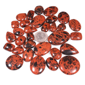 100% Natural negro rojo caoba obsidiana jaspe suave tamaño libre suelto calibrado cabujón piedra preciosa para hacer joyería hecha a mano - Product Image 3