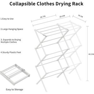 Tendedero Plegable Blanco para Interiores/Exteriores, Secador de Ropa Plegable, Conveniente para Uso Doméstico - Product Image 3