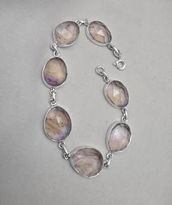 Pulsera de Plata de Ley 925 con Ametrina, Gema Natural Facetada, Diseño Clásico y Sencillo de Lujo para Mujer, Joyería Ajustable - Product Image 2