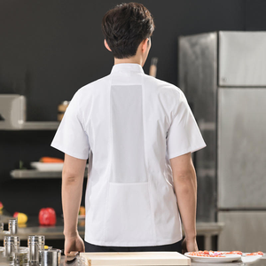 Uniformes de Chef Unisex de Verano, Delgados y Económicos, Manga Corta, Cierre de Botones, Tejido de Algodón, para Restaurante y Bar - Product Image 4